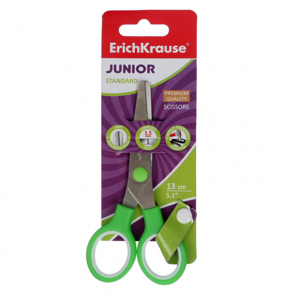 Ножницы детские Erich Krause Standard Junior 13 см со вставкой, EK35505/EK50008