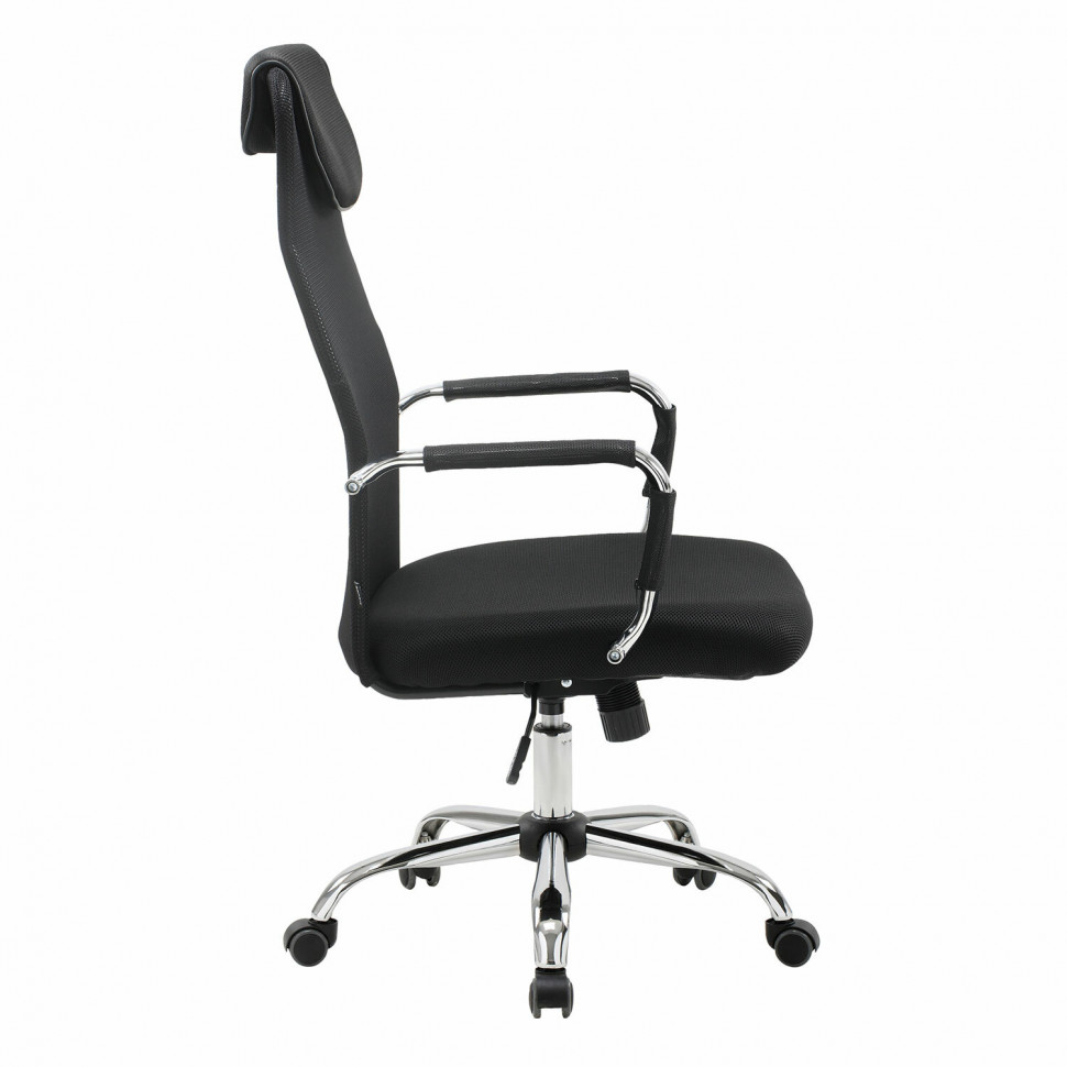 Кресло офисное BRABIX Fit EX-514 с подголовником, хром, черное, 531949