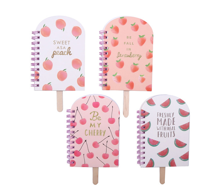 Блокнот для записей на евроспирали Mazari FRUIT ICE CREAM,  размер 8 х 12 см, 50 листов, линованный внутренний блок,  плотность бумаги 70 г/м2, Mazari M-8343