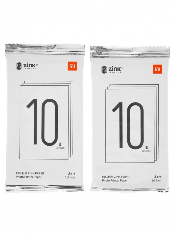 Фотобумага Xiaomi ZINK для портативного фотопринтера глянцевая, формат 50 х 76 мм, плотность 287 г/м2, уп. 20 листов