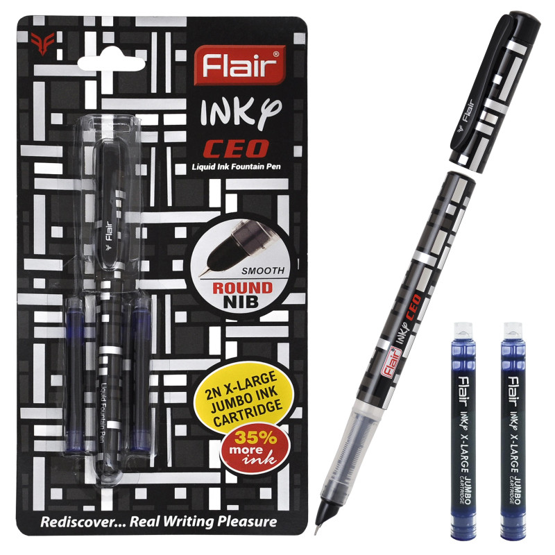 Ручка перьевая Flair INKY CEO, с двумя увеличенными капсулами, пишущий узел 0,7 мм, цвет чернил синий