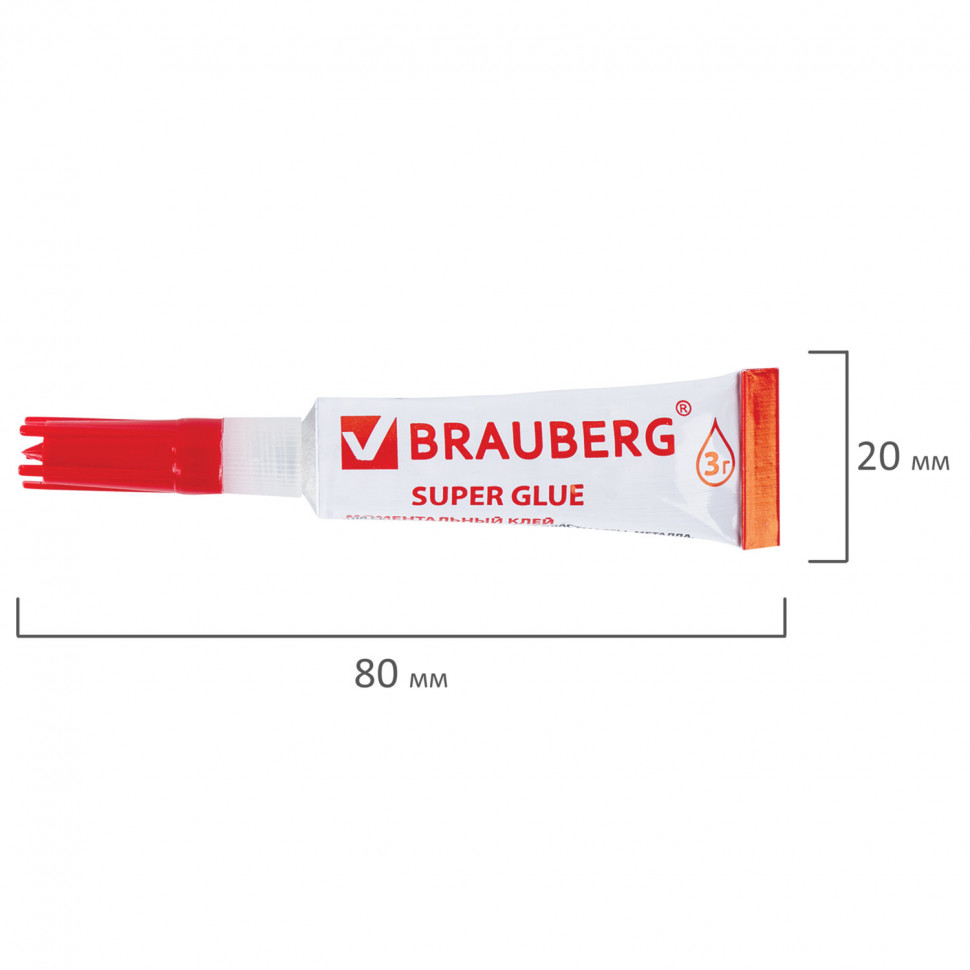 Клей моментальный (суперклей) BRAUBERG, прочный, 3 г, 605566