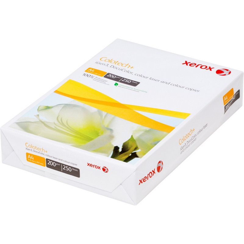 Бумага для полноцветной лазерной печати Xerox Colotech + А4, плотность 200 г/м2, пачка 250 листов, 003R97967/003R94661 