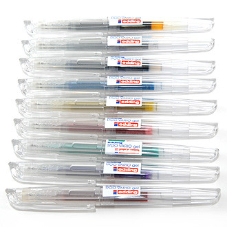 Ручка-роллер гелевая Edding Gelroller 1700 Vario Gel, мягкая зона захвата, пишущий узел 0,7 мм, сменный стержень, прозрачный корпус, цвет чернил зеленый металлик