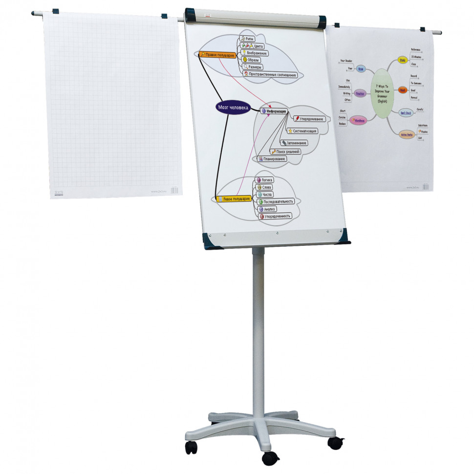 Флипчарт на роликах магнитно-маркерный 70 x 100 см, Mobilechart Pro, TF02/2011, 2x3 (Дважды три)