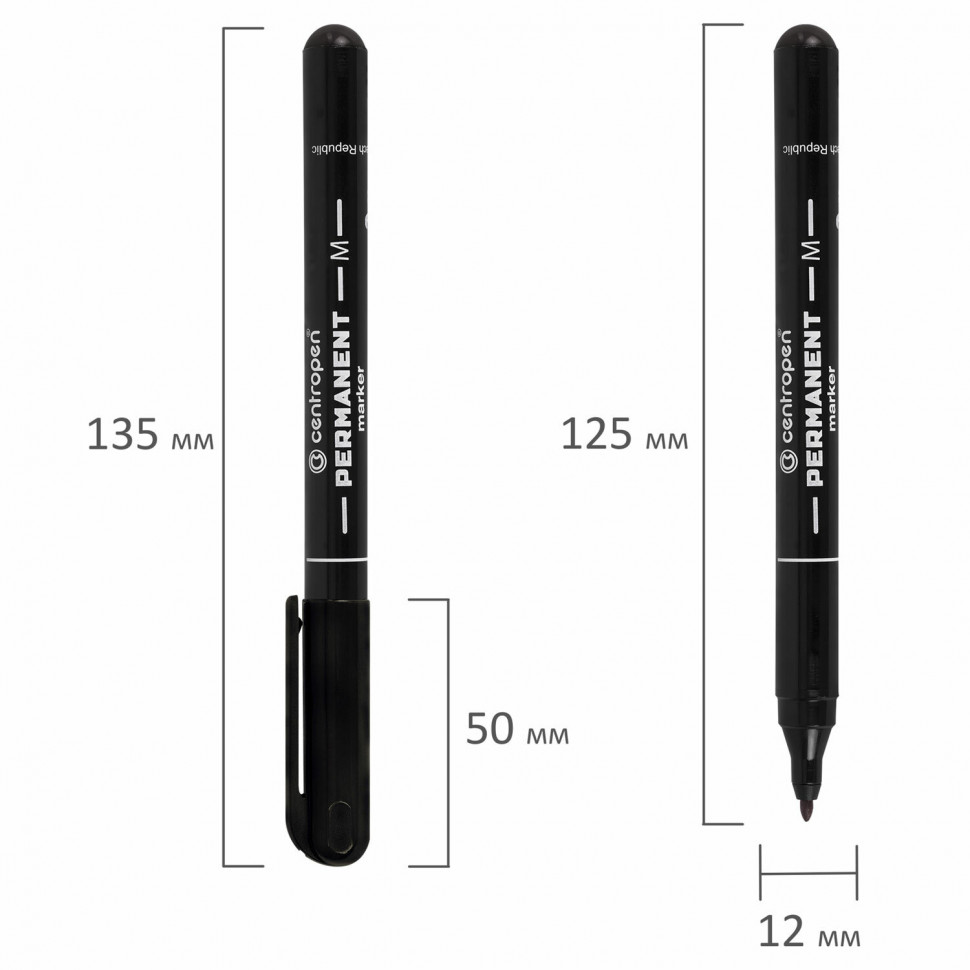 Маркер перманентный (нестираемый) CENTROPEN 2846, пишущий узел 2 мм, толщина линии 1 мм, цвет чернил черный