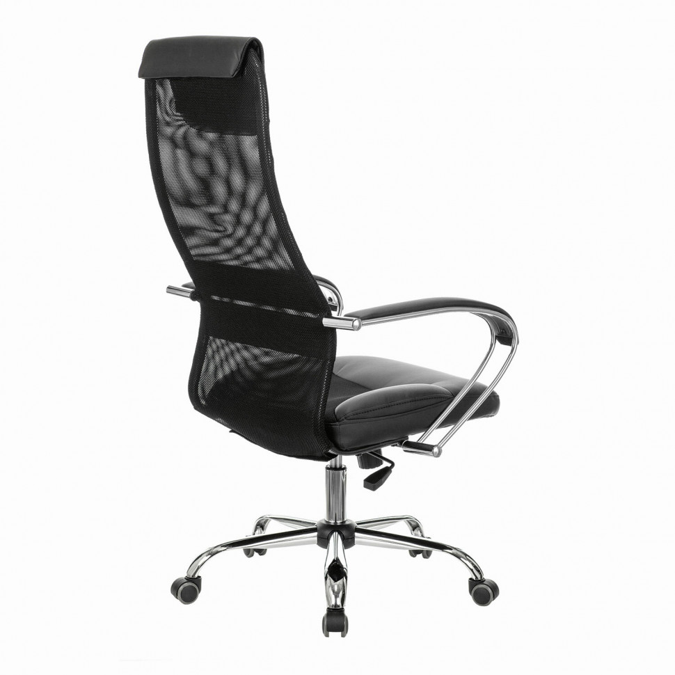 Кресло офисное BRABIX PREMIUM Stalker EX-608 CH, хром, ткань-сетка/кожзам, черное, 532091