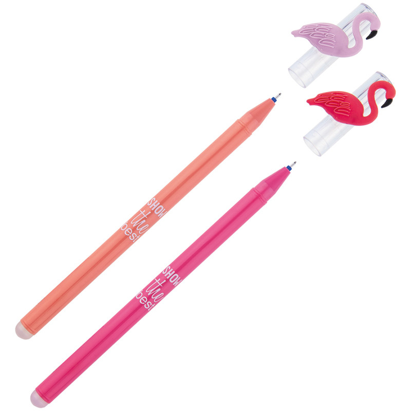 Ручка гелевая стираемая MESHU Flamingo, пишущий узел 0,5 мм, линия письма 0.3 мм, с топпером, цвет чернил синий
