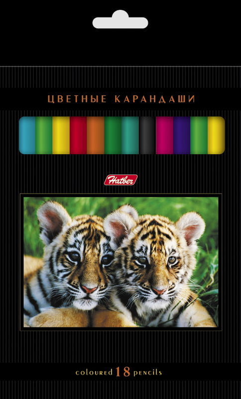 Карандаши "Дикий мир", 18цв., ХАТБЕР 