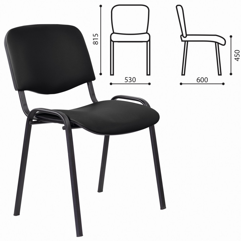 Стул STAFF "Iso Lite CF-008", кожзам, черный (Z-11), 532564